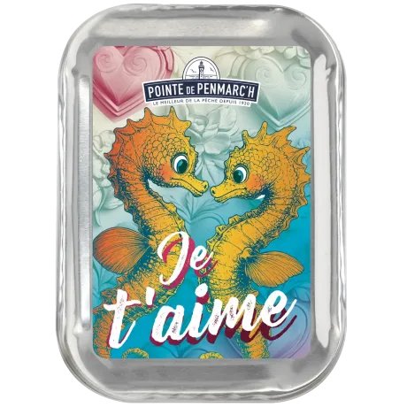 Sardines à l'ancienne à l'huile d'olive Je t'aime hippocampe - la boîte de 115 g