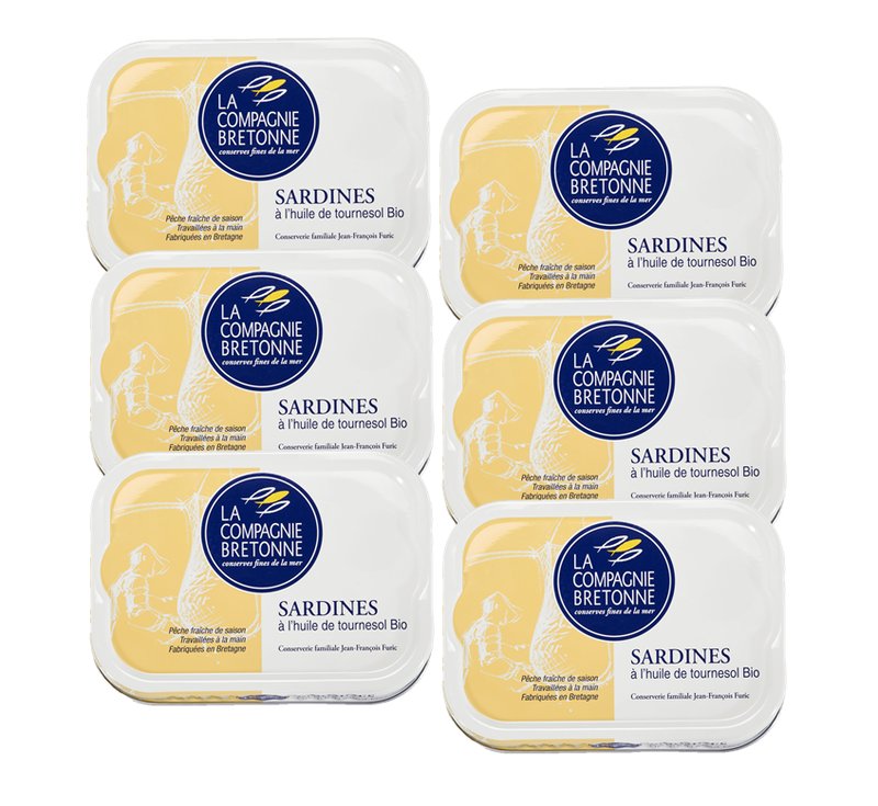 Sardines à l’huile de tournesol Bio (lot de 6)
