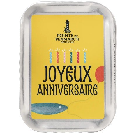 Sardines à l'ancienne à l'huile d'olive joyeux anniversaire - la boîte de 115 g