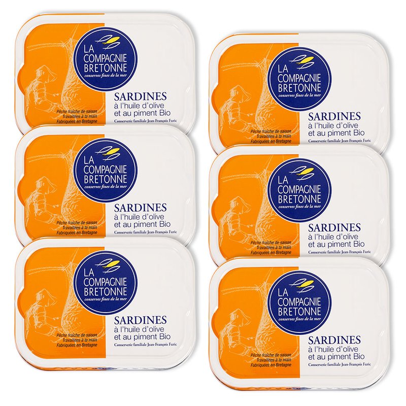 Sardines à l’huile d’olive et piment Bio (lot de 6)