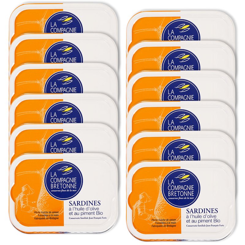 Sardines à l’huile d’olive et piment Bio (lot de 12)