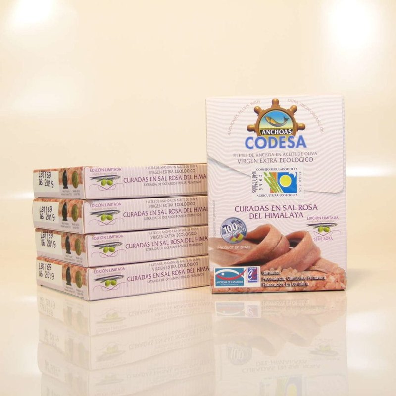 Anchoas del Cantábrico Codesa con sal rosa del Himalaya pack ahorro 5 octavillos