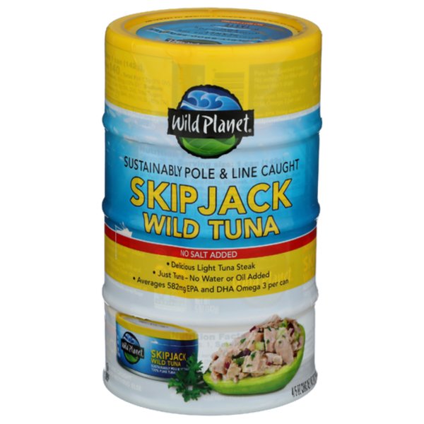 100% Pure Wild Skipjack Tuna No Salt Added 4 Pack