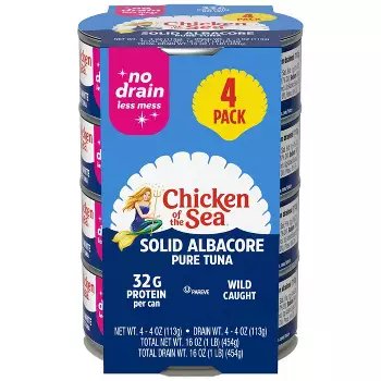 No Drain Solid White Albacore Tuna - 16oz: Wild Caught, Seafood