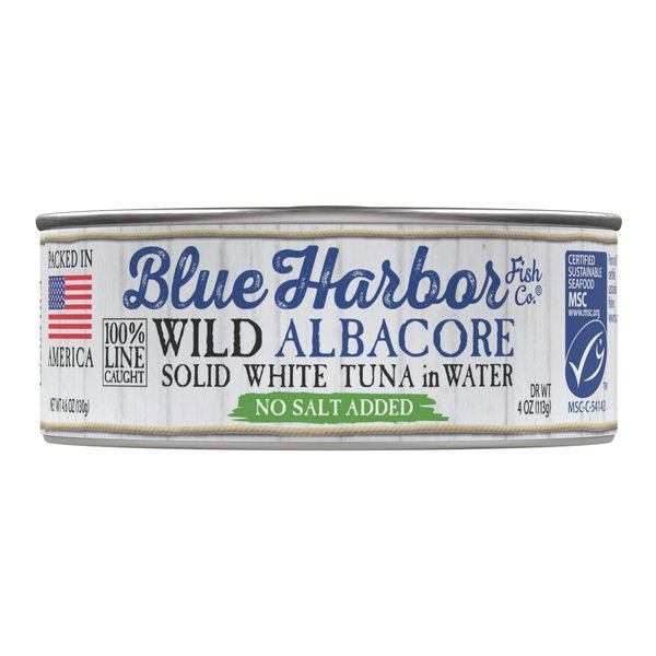 Solid White Wild Albacore Tuna in Water, No Salt Added Can