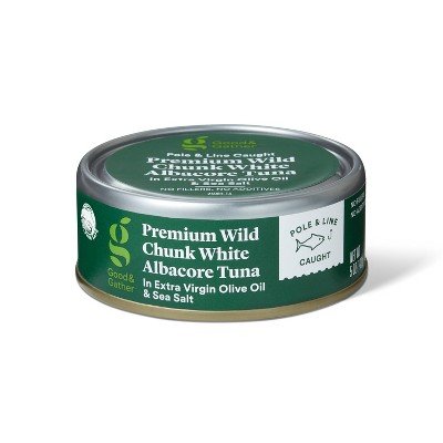 Premium Wild Albacore Chunk White Tuna in Extra Virgin Olive Oil and Sea Salt - 5oz - Good & Gather