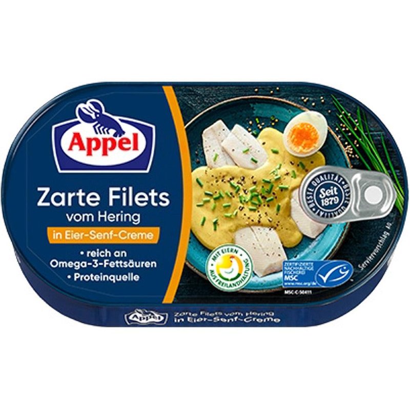 Herring Fillets in Eier-Senf (Egg- Mustard) Creme -200g