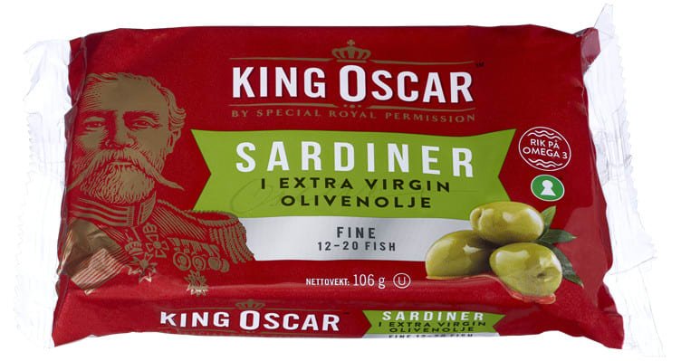 King Oscar Sprats/Sardines in olive oil Fine 12-20 fish 106 grams