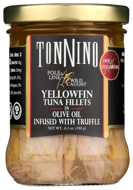 Tonnino Yellowfin Tuna Fillets in Olive Oil Infused with Truffle – 6.3 oz