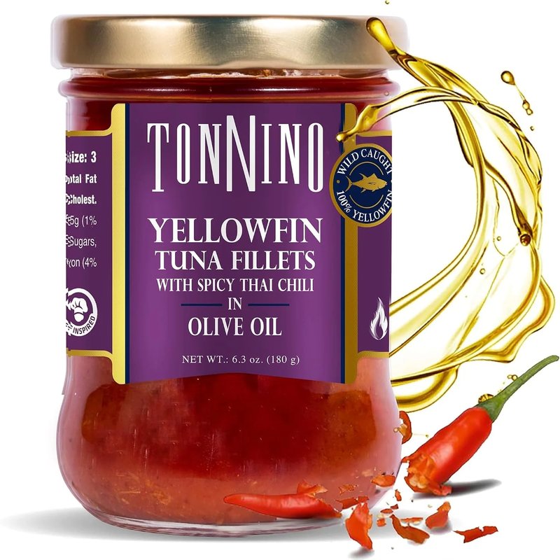 Tonnino Yellowfin Tuna Fillets with Spicy Thai Chili in Olive Oil – 6.3 oz