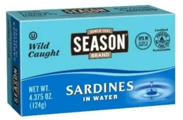 Season Brand Sardines in Water – 4.375 oz